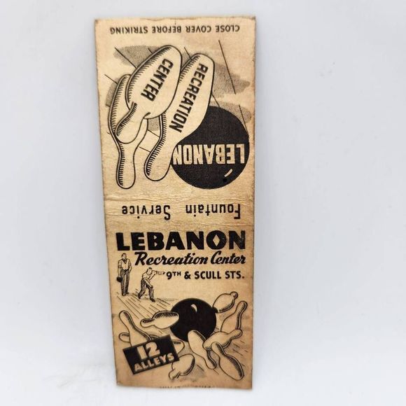 Matchcover Art Vintage Bobtailmatchcover Lebanon Recreation Center